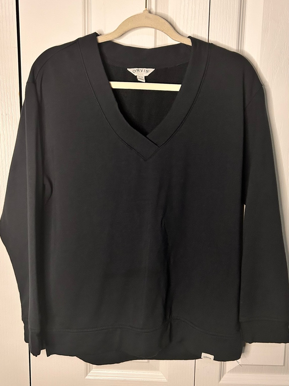 Orvis Women's Modal Blend Midweight V-Neck Fleece Lined Sweatshirt Size Small